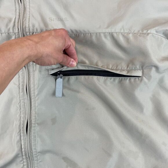 Simms Fishing‎ Jacket Men Large Beige Full Zip Hooded Windbreaker Elastic Waist - Picture 5 of 16